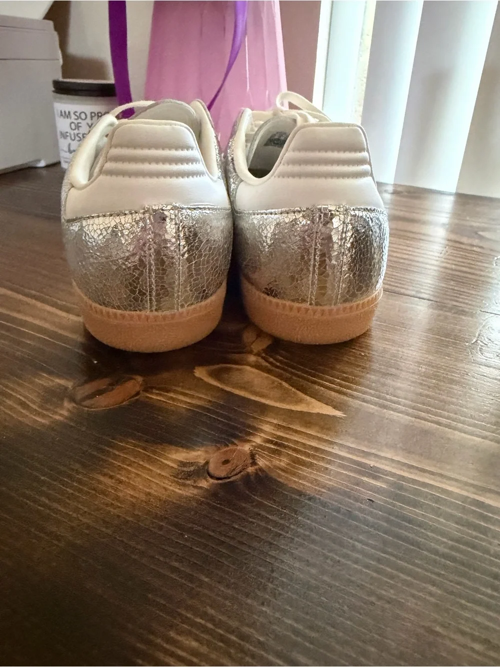 adidas Samba Metallic Silver and White Sneaker